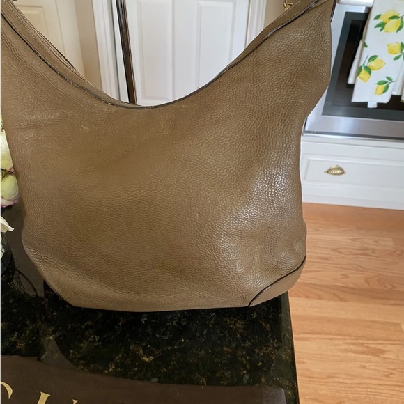 Gucci Soho Chain Hobo Leather Medium Taupe Light Brown Pebbled Leather P - Picture 2 of 12
